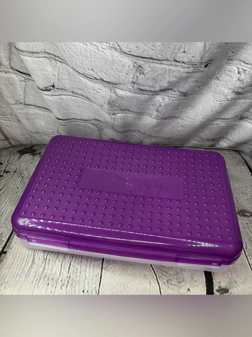 Vtg 90s Nostalgia Kidcore Spacemaker Pencil Box Case Purple Clear 11x7 AS IS